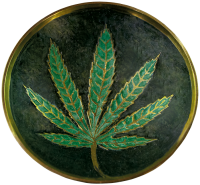 Marijuana Leaf Brass Bowl - Large